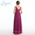 Pleat Split Front Chiffon V Neck Sleeveless Bridesmaid Dresses